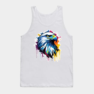 Eagle Head Dripping Rainbow Graffiti Tank Top